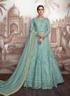 Sea Green Colour Fancy Designer Latest Wedding Wear Heavy Faux Georgette with worked Stylish Beautifull Gown Collection 1001